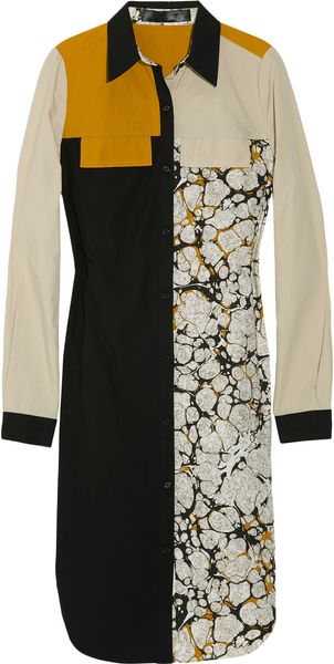 Proenza Schouler Blockprint Shirt Dress in Multicolor (black) - Lyst