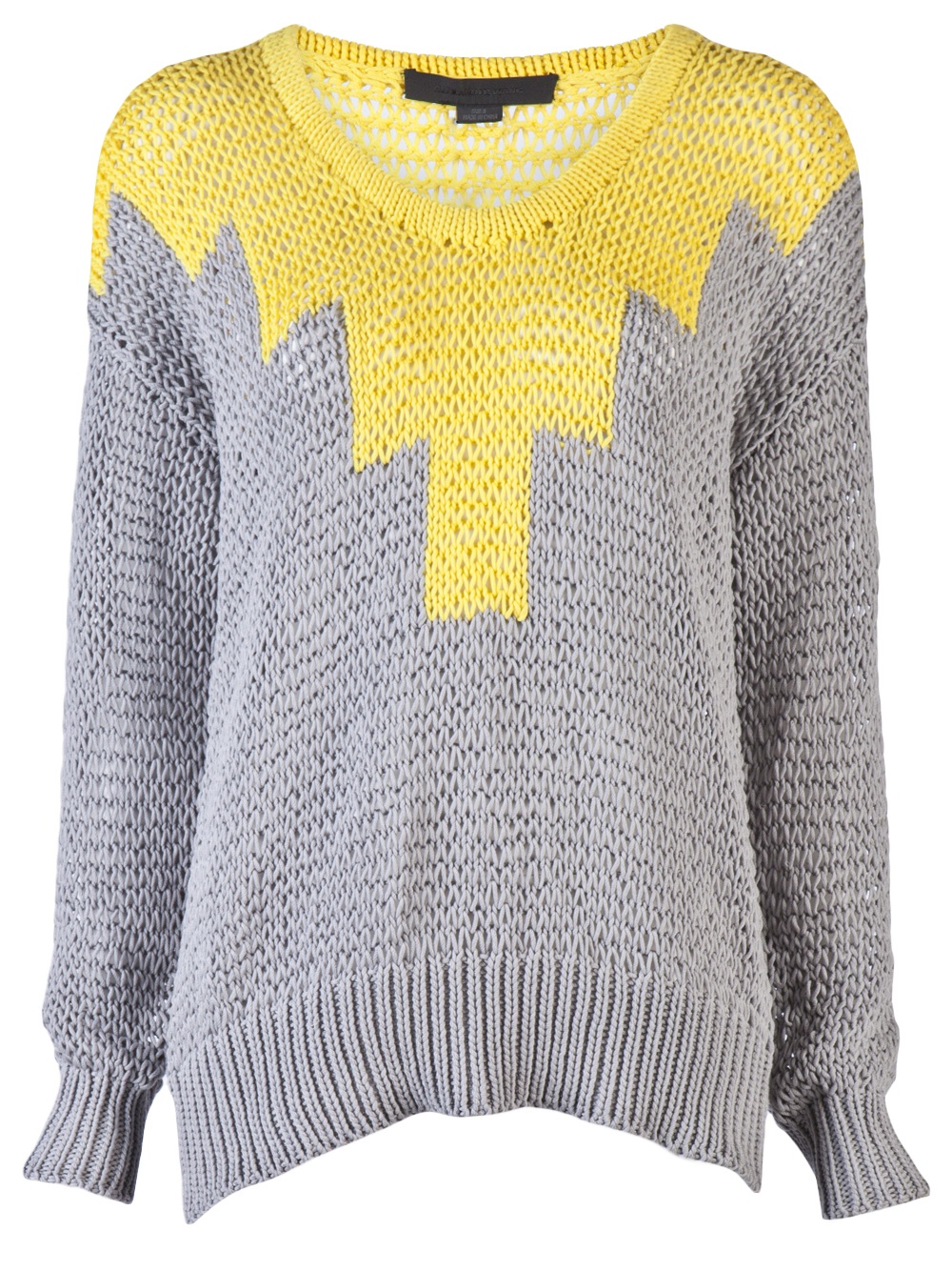 Alexander Wang Hand Knit Intarsia Sweater in Yellow Lyst