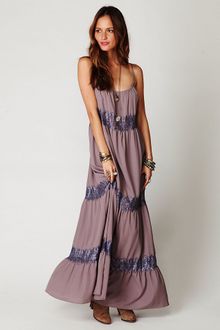 Free People Lace Stripes Maxi Dress - Lyst