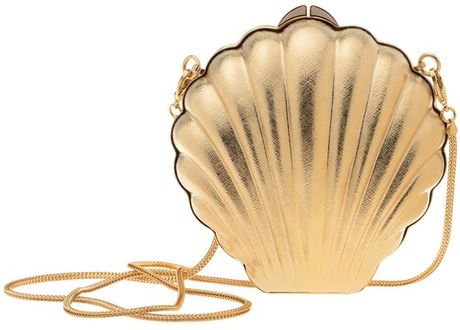Lanvin Art Deco Brass Shell Clutch in Gold
