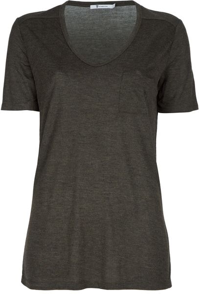 T By Alexander Wang Pocket Top in Green (olive) - Lyst