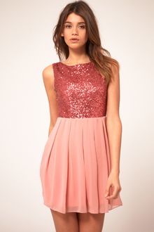 Tfnc Tfnc Babydoll Dress with Sequin Bodice - Lyst