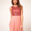 Tfnc Tfnc Babydoll Dress with Sequin Bodice in Pink (bubblegum) - Lyst