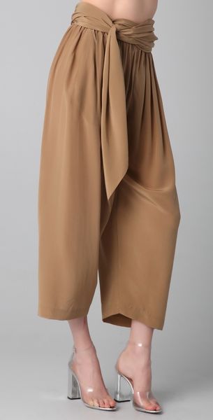 3.1 Phillip Lim Waist Tie Gaucho Pants in Brown (khaki) - Lyst