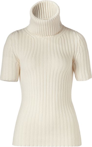 white short sleeve turtleneck top