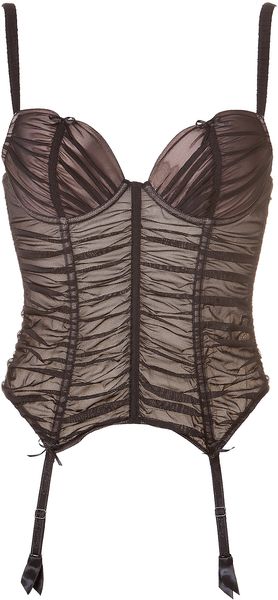 Chantal Thomass Black/nude Tulle Garter Corset - Lyst