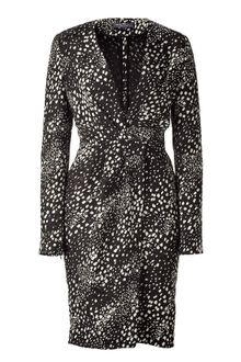 Ferragamo Black/White Jacquard Dress - Lyst