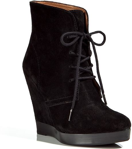 Kors By Michael Kors Black Suede Wedge Ankle Boots in Black