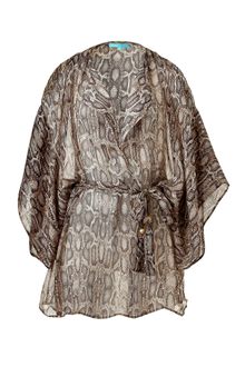 Melissa Odabash Nia Brown Snake Print Belted Short Caftan - Lyst