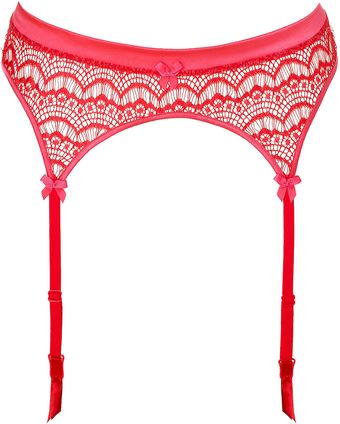  Poppy Red Silk Garter Belt 
