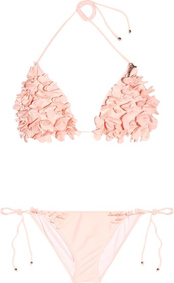 Miu Miu Floral-Appliqué Triangle Bikini - Lyst
