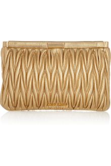 Miu Miu Metallic Matelassé Leather Clutch - Lyst