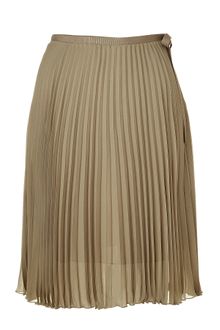 Schumacher Olive Pleated Silk Skirt - Lyst