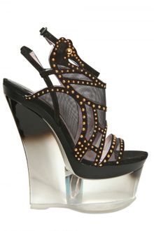 Versace 160mm Studded Suede and Mesh Wedges - Lyst