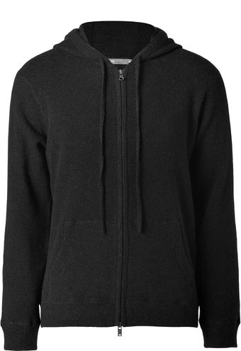 Vince Black Felted Wool Zip-up Hoodie - Lyst