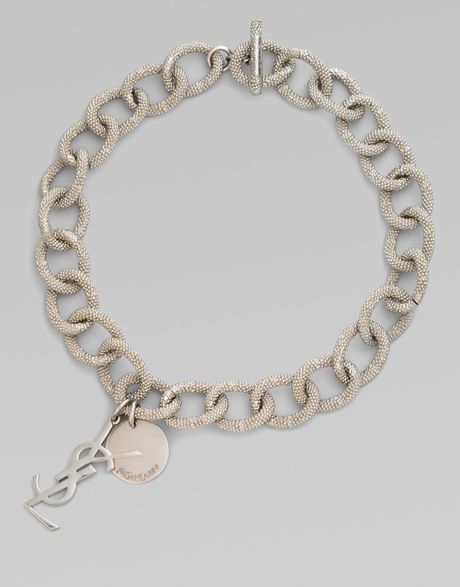 Yves Saint Laurent Textured Links Necklace in Gold - Lyst