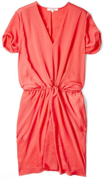 Carven Red Twist Waist V Neck Dress - Lyst
