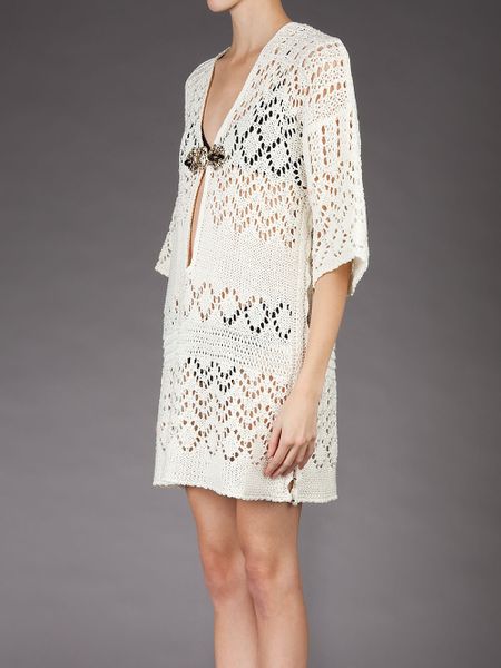 Emilio Pucci Crochet Knit Dress In White Lyst