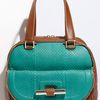 Jimmy Choo Justine  Small Calfskin Leather Satchel in Blue (tan/emerald) - Lyst
