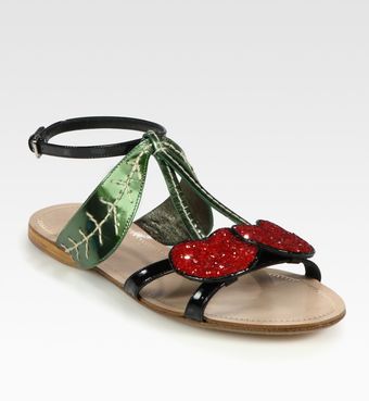  Glitter Cherry Metallic Leather and Patent Leather Sandals 