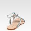 Miu Miu Glitter Metallic Leather and Suede Starfish Sandals in Blue - Lyst