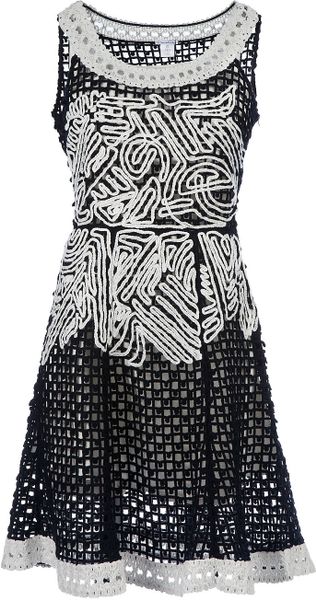 Oscar De La Renta Embroidered Dress in Black - Lyst