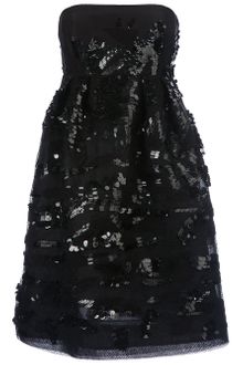 Oscar de la Renta Strapless Sequined Dress - Lyst