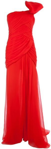 Oscar De La Renta Oneshoulder Gown in Red - Lyst