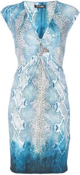 Roberto Cavalli Brooch Detail Dress - Lyst