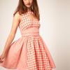 Asos Collection Summer Dress In Gingham Check in Pink (coral) - Lyst