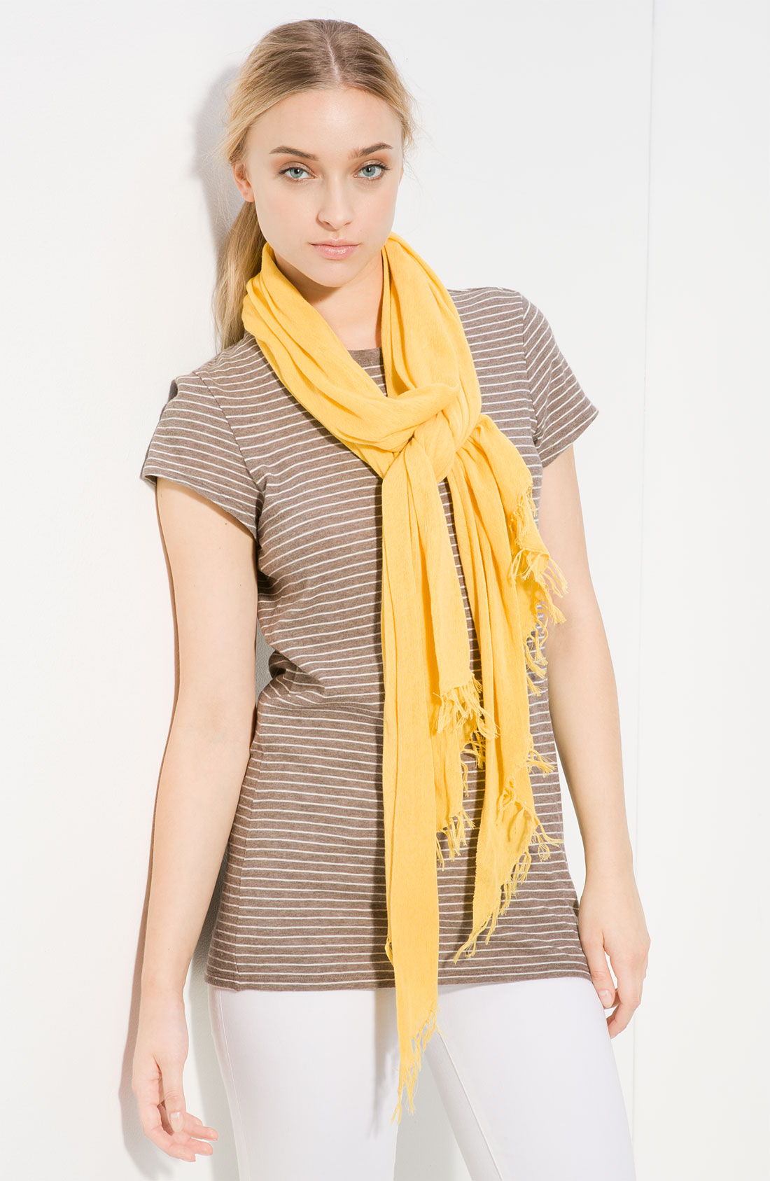 Vince Fringed Cotton Scarf in Yellow (sunflower) Lyst