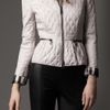 Burberry Quilt Zip Front Jacket in White (stone white) - Lyst