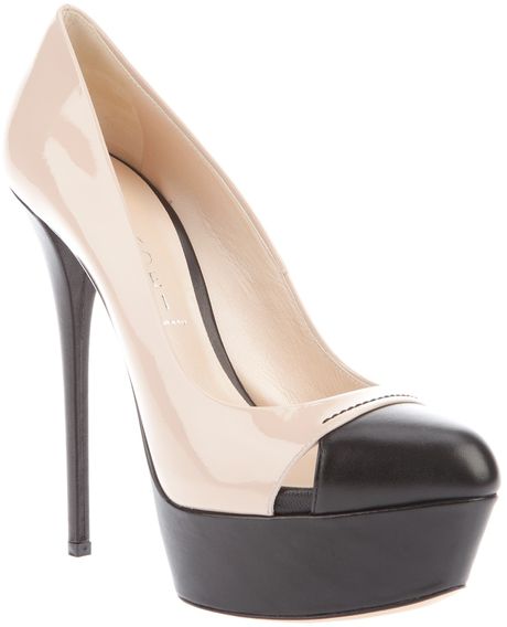 Casadei Two Tone Pump in Black (nude) - Lyst