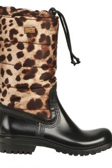 Dolce & Gabbana Rubber and Leopard Print Boots - Lyst
