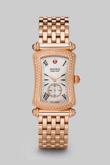 Michele Watches Caber Park Rose Goldplated and Diamond Bracelet Watch - Lyst