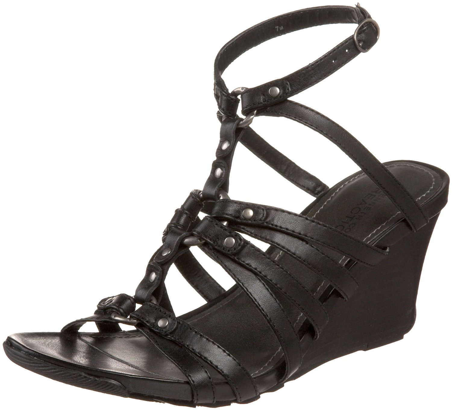 Kenneth Cole Reaction Womens Cedar Plank T Strap Sandal In Black Lyst 9592