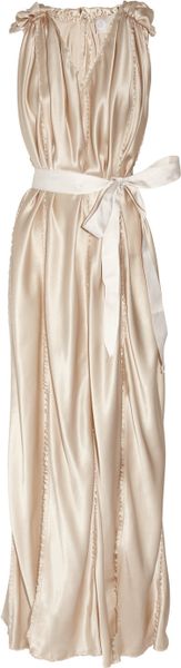 Lanvin Belted Silksatin Gown in Gold (champagne) - Lyst