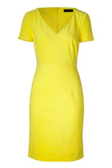 Piazza Sempione Yellow V-neck Sheath Dress - Lyst