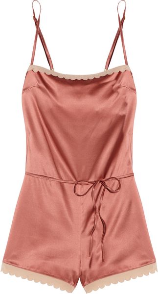 Stella McCartney Sam Partying Scalloped Stretch Silk-Satin Playsuit - Lyst