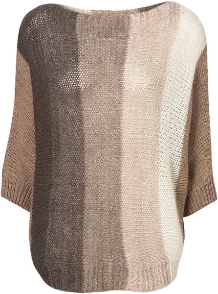 Topshop Stripe Cable Knit Top  in Beige - Lyst
