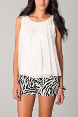 Alice + Olivia Leather Trim Gathered Tank