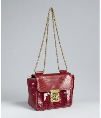  Plum Sequin and Python Elsie Square Mini Shoulder Bag 