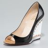 Christian Louboutin Miramar Patent & Metallic Wedge in Black - Lyst