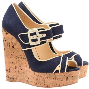 Christian Louboutin 'Melides 'Canvas and Cork Platform Wedges - Lyst