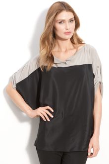 DKNY Oversized Silk Roll Tab Dolman Sleeve Top - Lyst