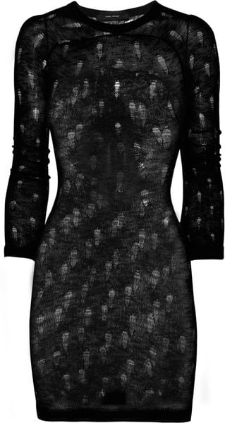 Isabel Marant Manon Laddered Openknit Mini Dress in Black - Lyst