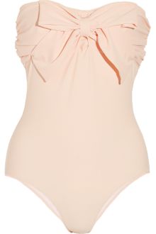 Miu Miu Bow-Embellished Bandeau Swimsuit - Lyst