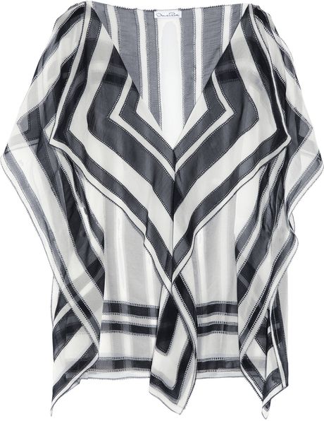 Oscar De La Renta Printed SilkChiffon Top in Black - Lyst