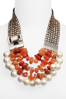 St. John Collection Nugget, Faux Pearl & Crystal Mesh Necklace - Lyst