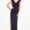 Tadashi Shoji Ruched Mesh Gown in Purple (eggplant) - Lyst